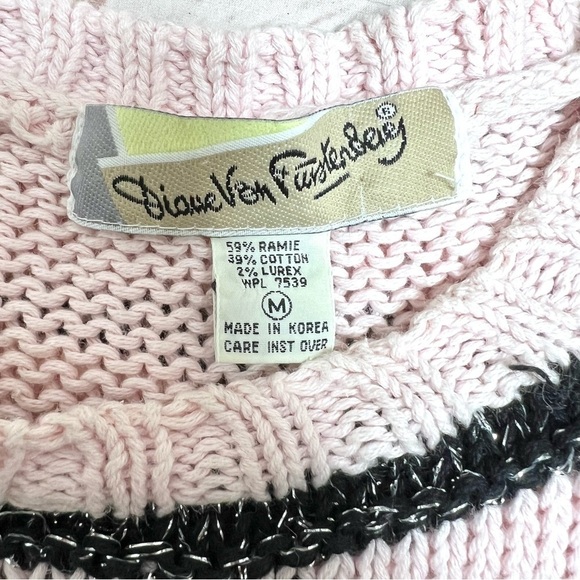 Vintage 80’s 90’s Diane Von Furstenburg Geometric Pearl Metallic Sweater - Picture 7 of 7